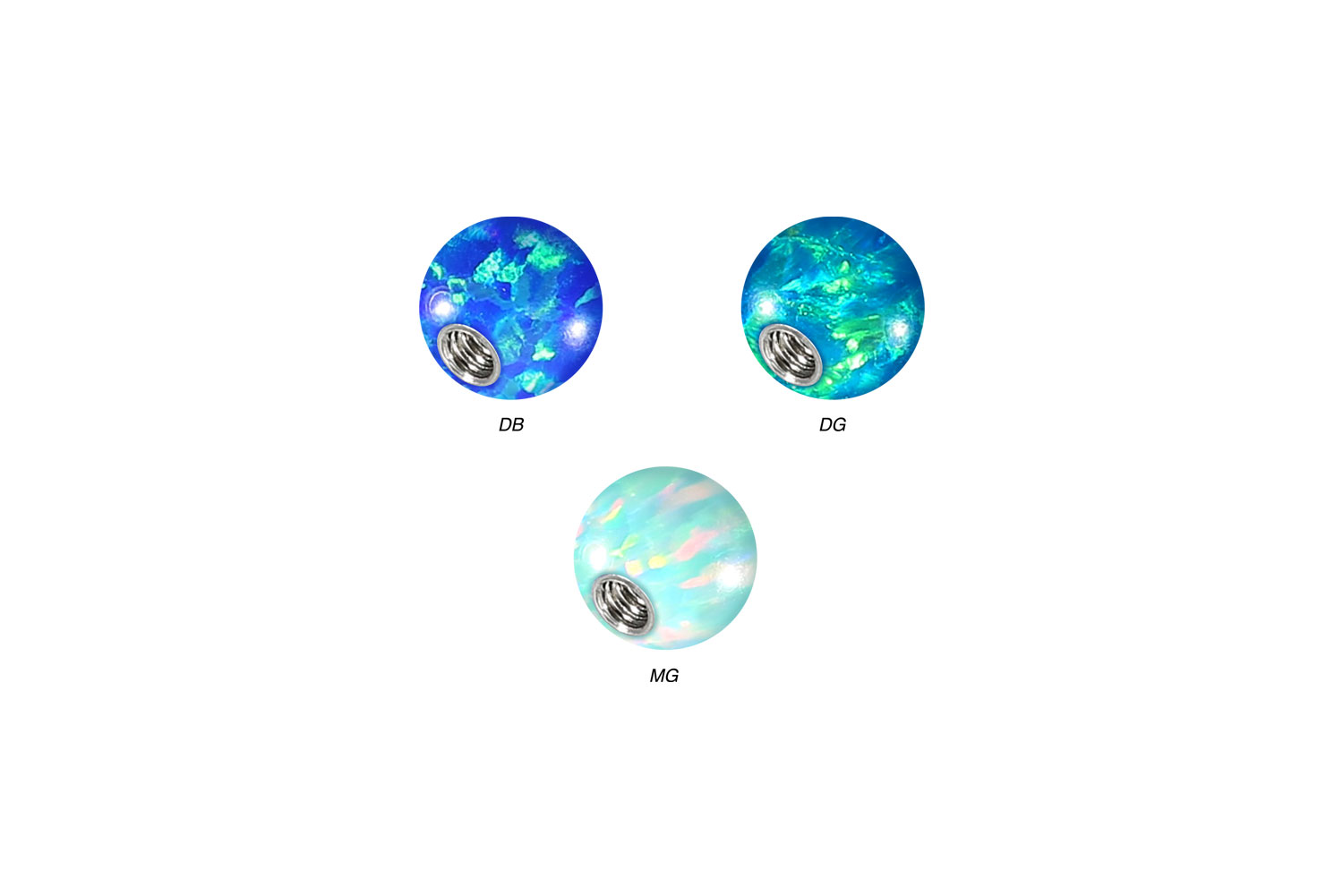 SET Synthetischer Opal Schraubkugel mit Chirurgenstahl-Gewinde von Piercingline